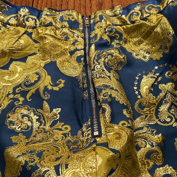 Akira Stunning Two Piece Ballgown In Blues Golds Long Full Skirt And Corset XL - Picture 10 of 17